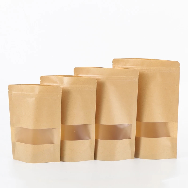 Brown Kraft Paper Stand Up Pouch Bags 