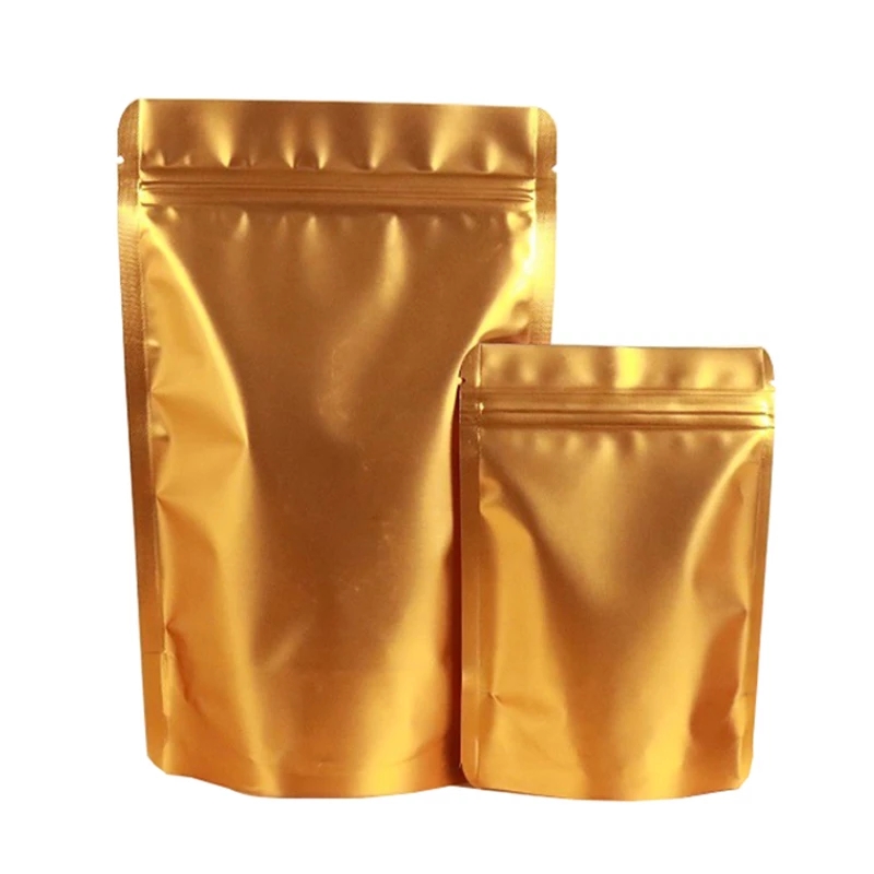 Frosted Gold Color Mylar Stand Up Ziplock Bags