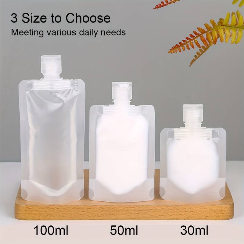 30ml, 50ml, 100ml Stand Up Spout Travel Bag