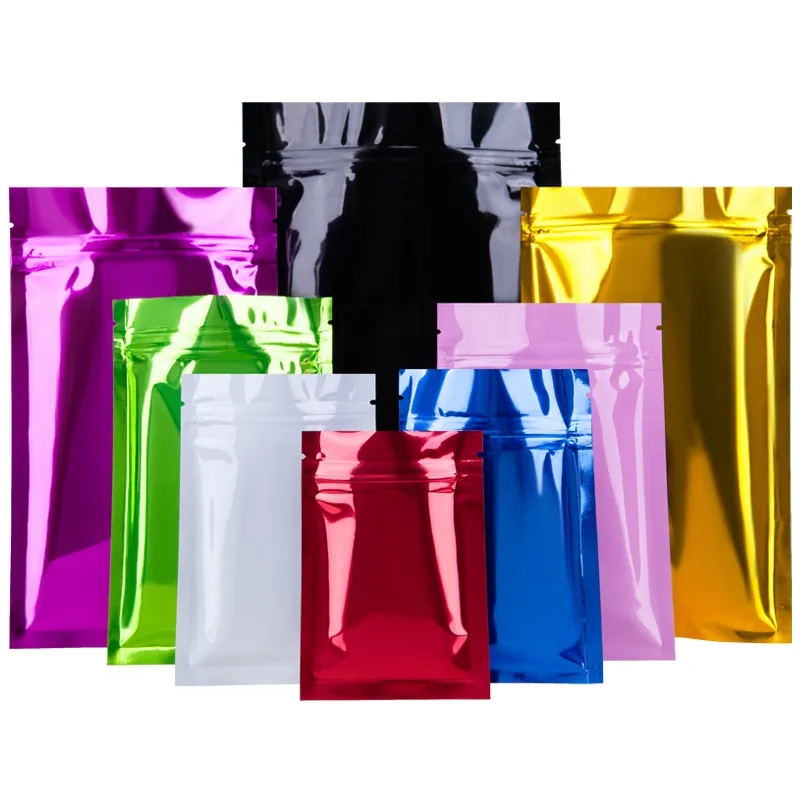 Glossy Colored Mylar Smell Proof Gift Ziplock Bags