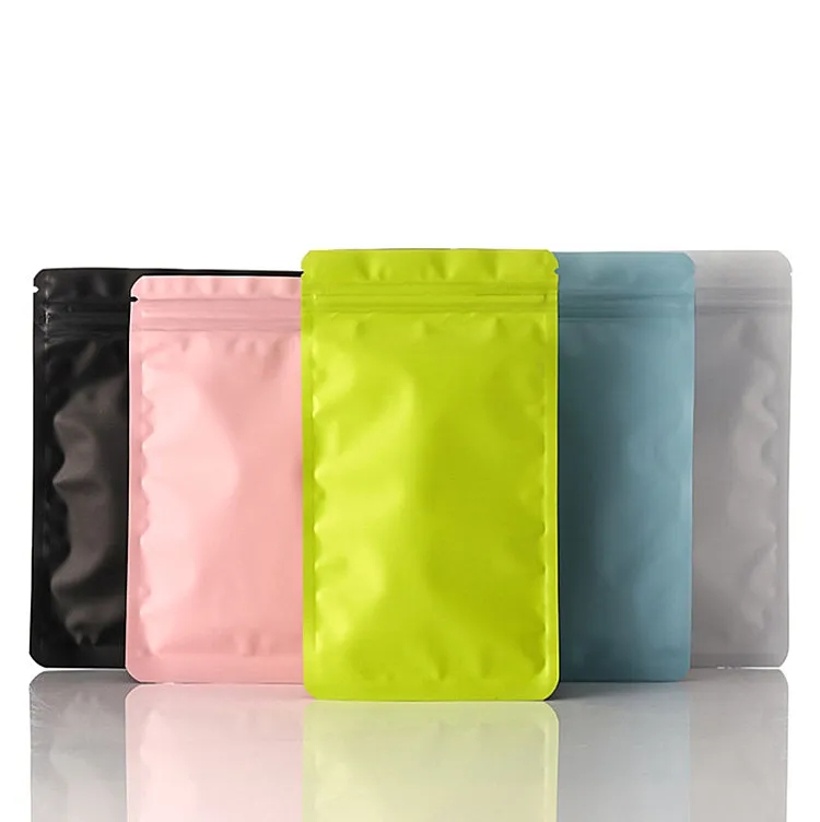 Matte Color Flat Bottom Mylar Resealable Ziplock Gift Packing Bags